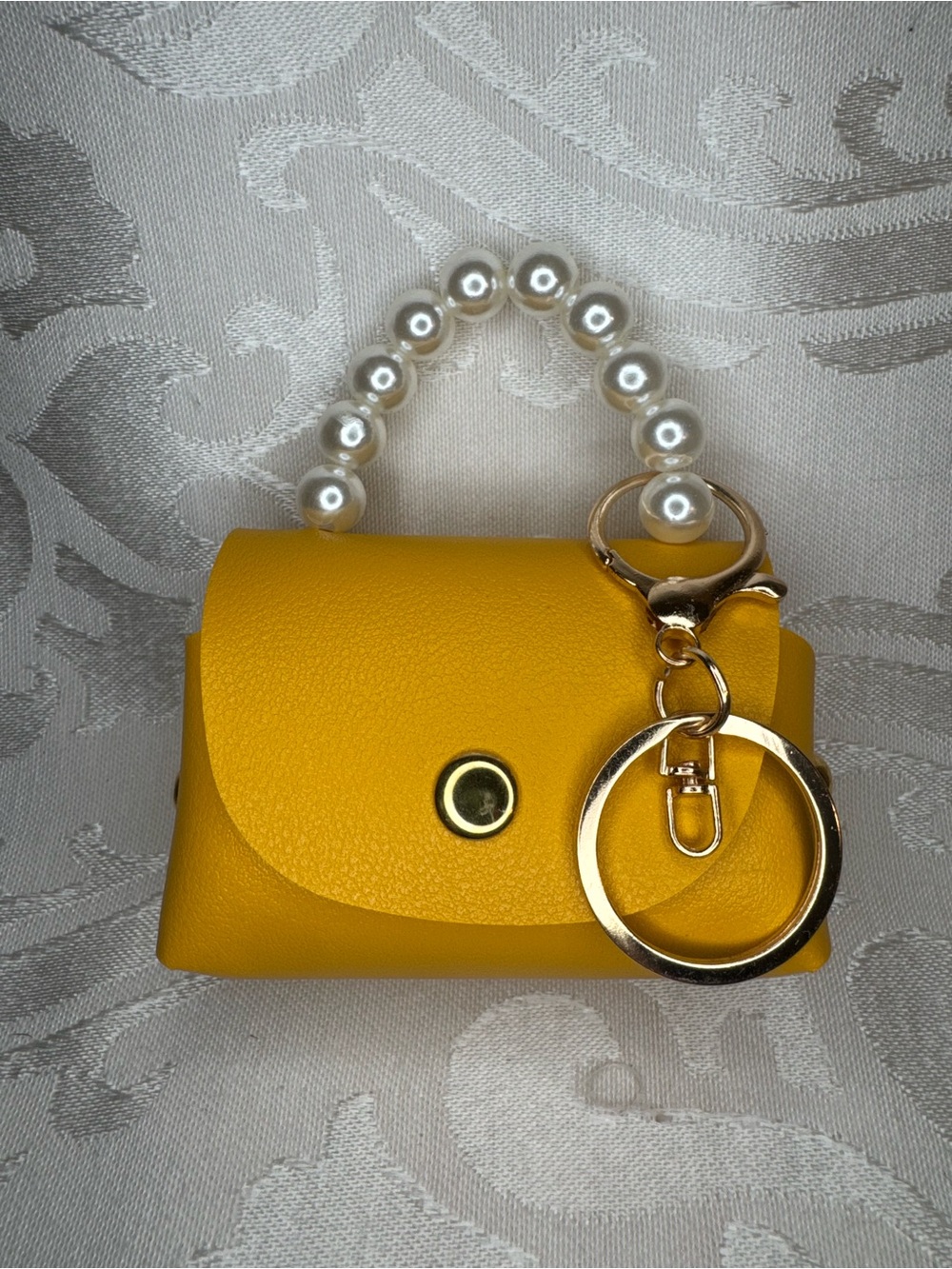 New Yellow Pearl-Handle Mini Bag Keychain bag charm